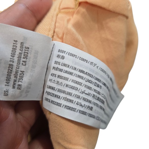 Abercrombie Fitch Linen Blend Pleated High Waisted Shorts Peach Size M - Picture 5 of 6